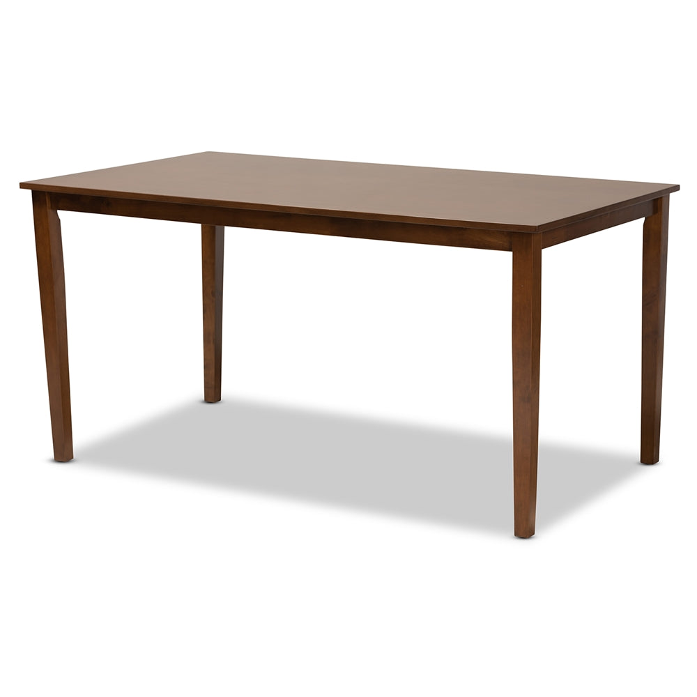 Andor Modern and Contemporary Grey Fabric Upholstered and Walnut Brown Finished Wood 6-Piece Dining Set