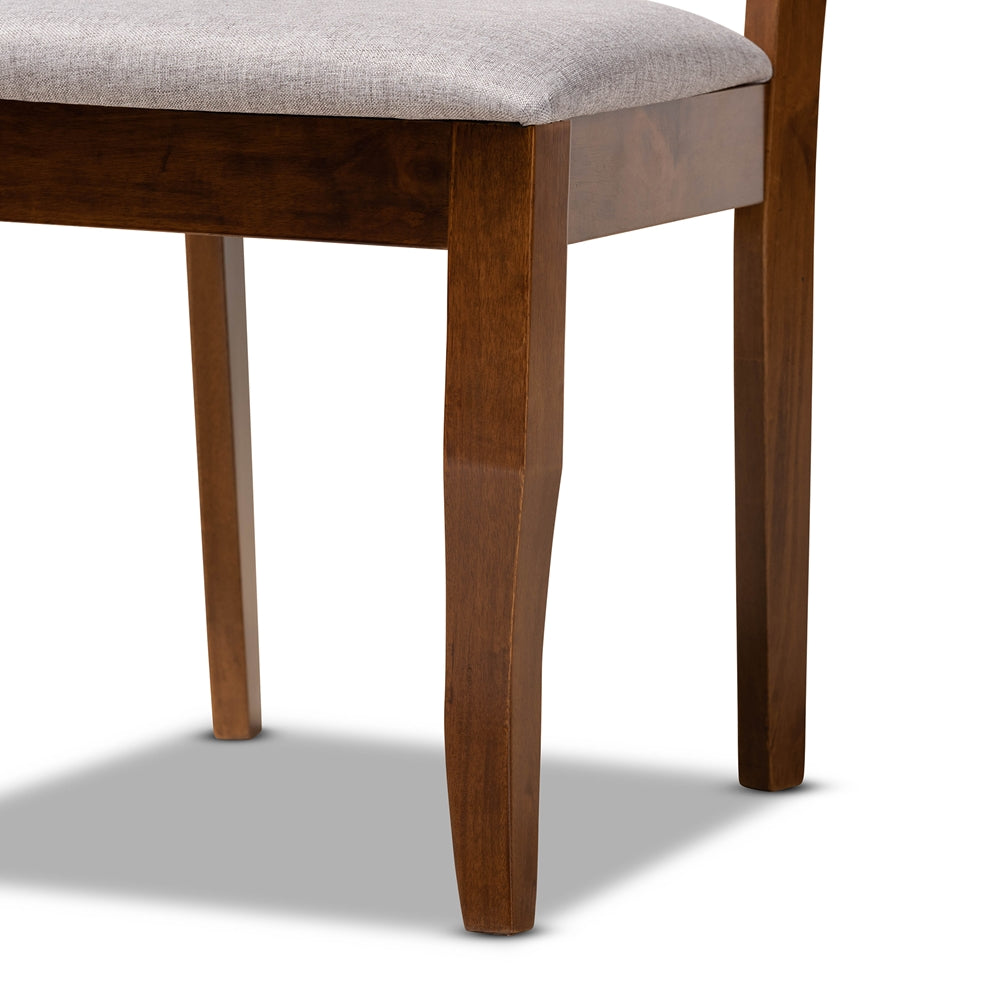 Andor Modern and Contemporary Grey Fabric Upholstered and Walnut Brown Finished Wood 6-Piece Dining Set