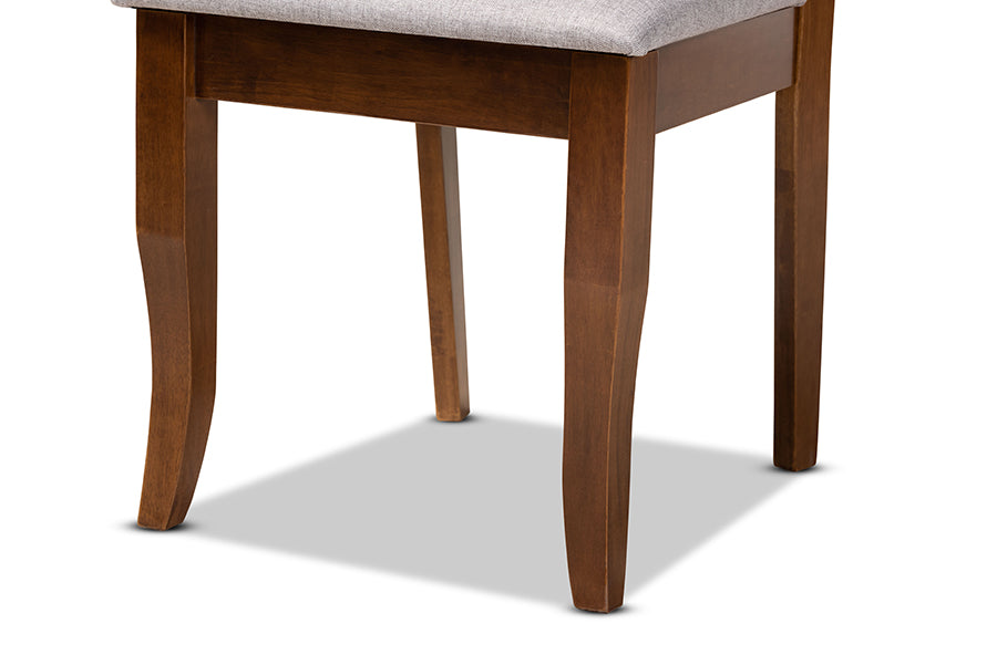 Brigitte Modern and Contemporary Grey Fabric Upholstered and Walnut Brown Finished Wood 4-Piece Dining Chair Set