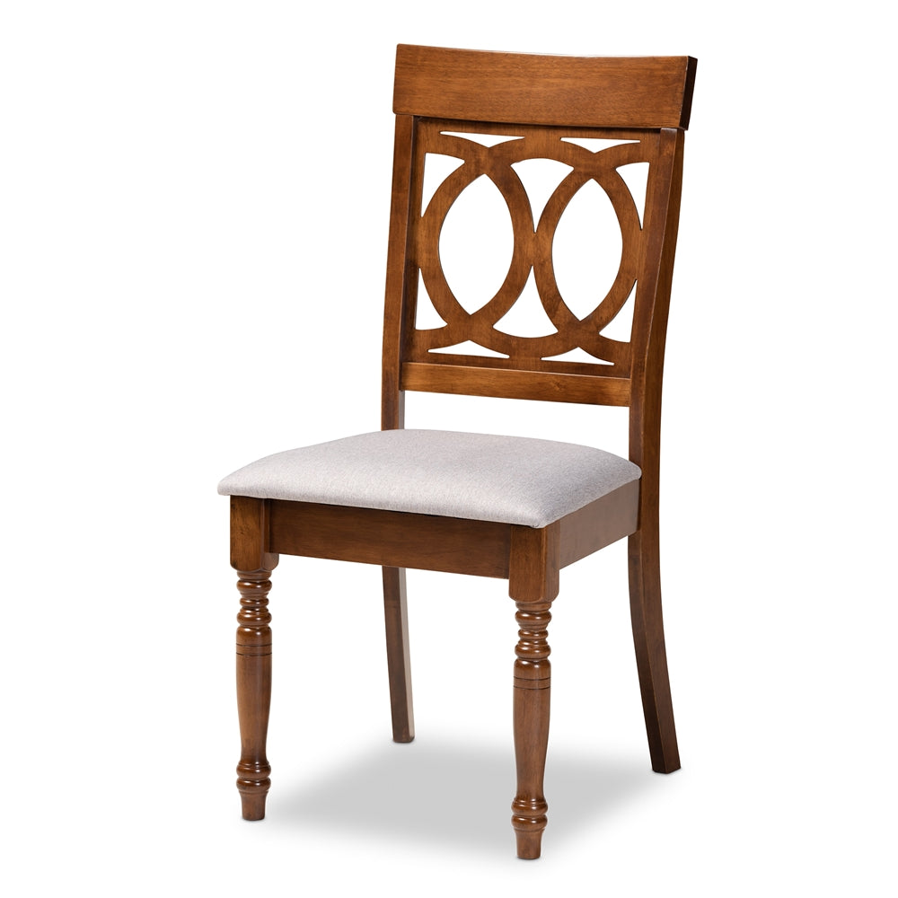 Jessie Modern and Contemporary Grey Fabric Upholstered and Walnut Brown Finished Wood 5-Piece Dining Set