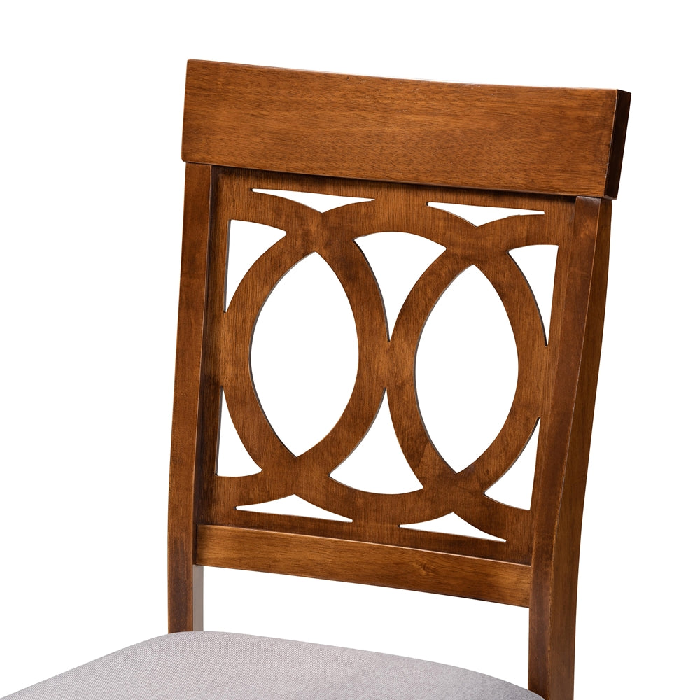 Jessie Modern and Contemporary Grey Fabric Upholstered and Walnut Brown Finished Wood 5-Piece Dining Set