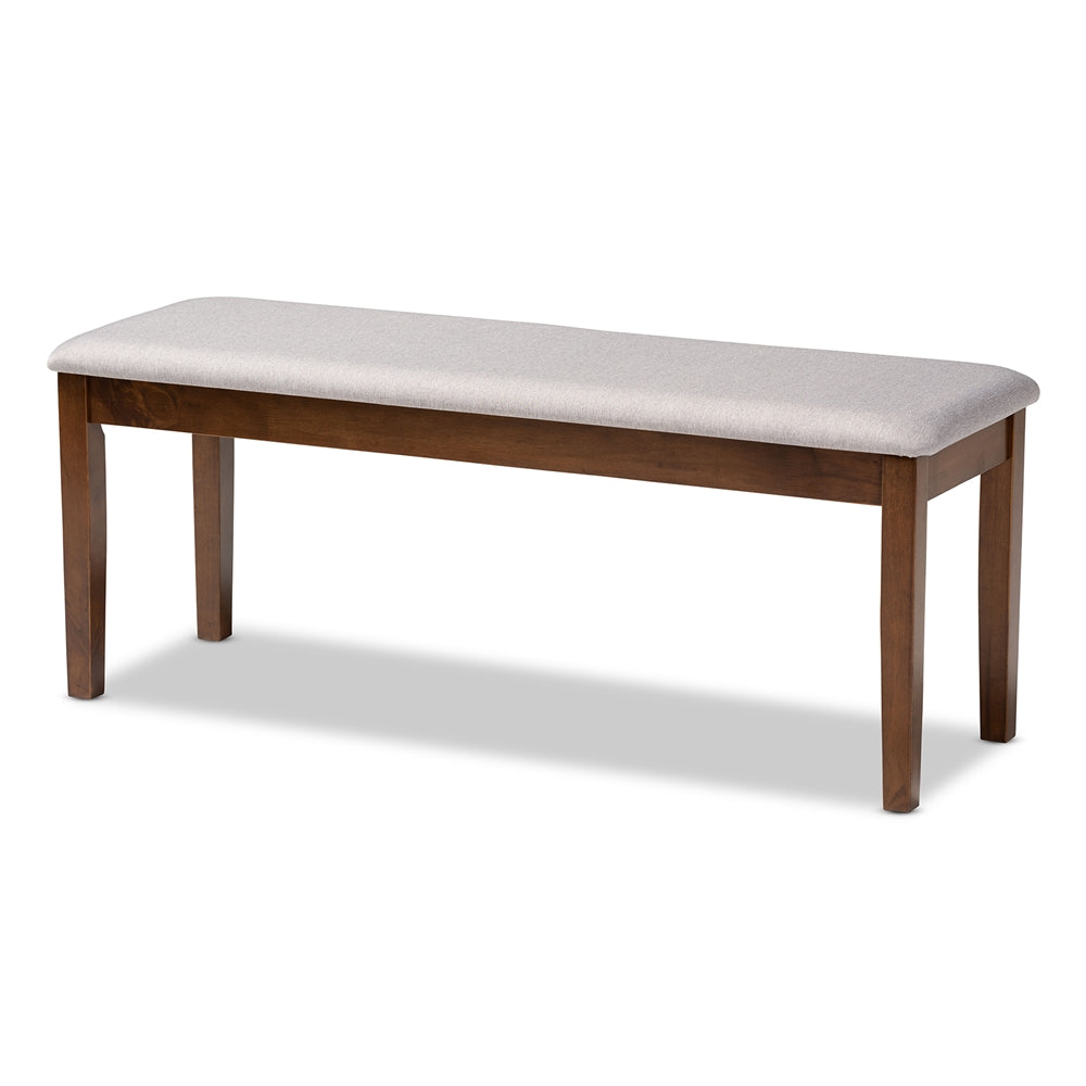 Minette Modern and Contemporary Grey Fabric Upholstered and Walnut Brown Finished Wood 6-Piece Dining Set