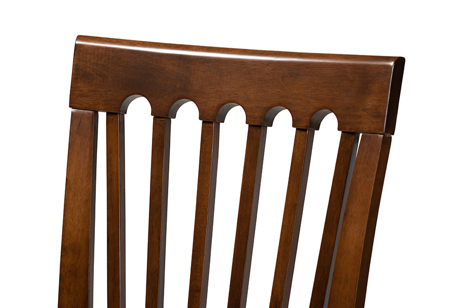 Minette Modern and Contemporary Grey Fabric Upholstered Walnut Brown Finished Wood Dining Chair Set