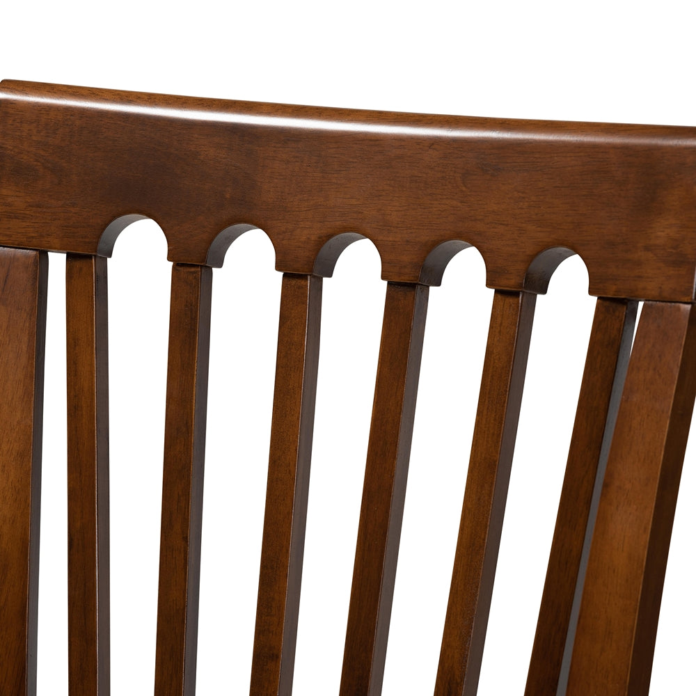 Seda Modern and Contemporary Grey Fabric Upholstered and Walnut Brown Finished Wood 5-Piece Dining Set