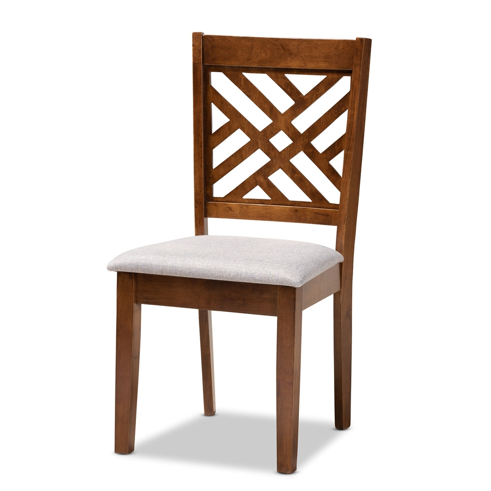 Alena Modern and Contemporary Grey Fabric Upholstered and Walnut Brown Finished Wood 5-Piece Dining Set