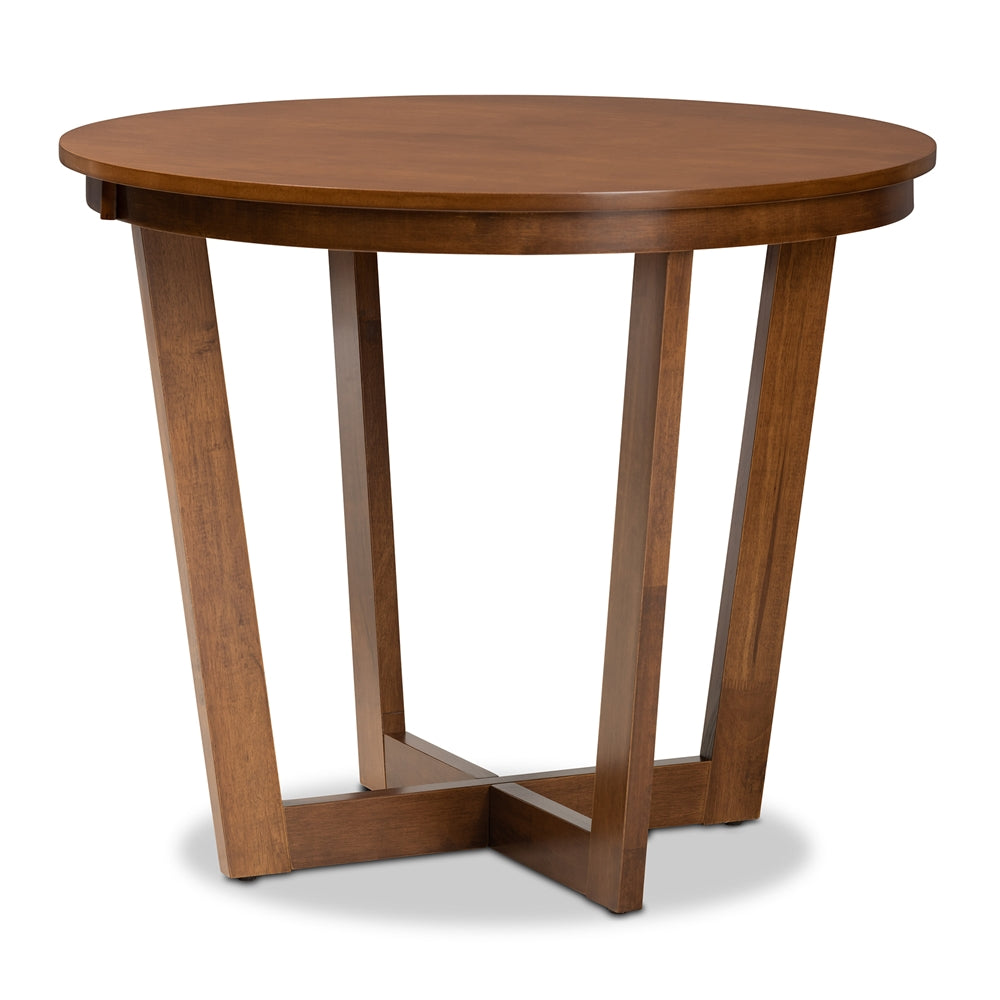 Alena Modern and Contemporary Grey Fabric Upholstered and Walnut Brown Finished Wood 5-Piece Dining Set