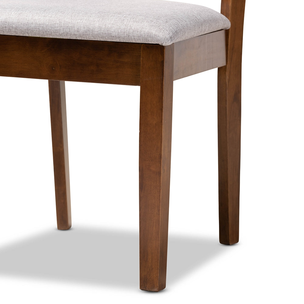Alena Modern and Contemporary Grey Fabric Upholstered and Walnut Brown Finished Wood 5-Piece Dining Set
