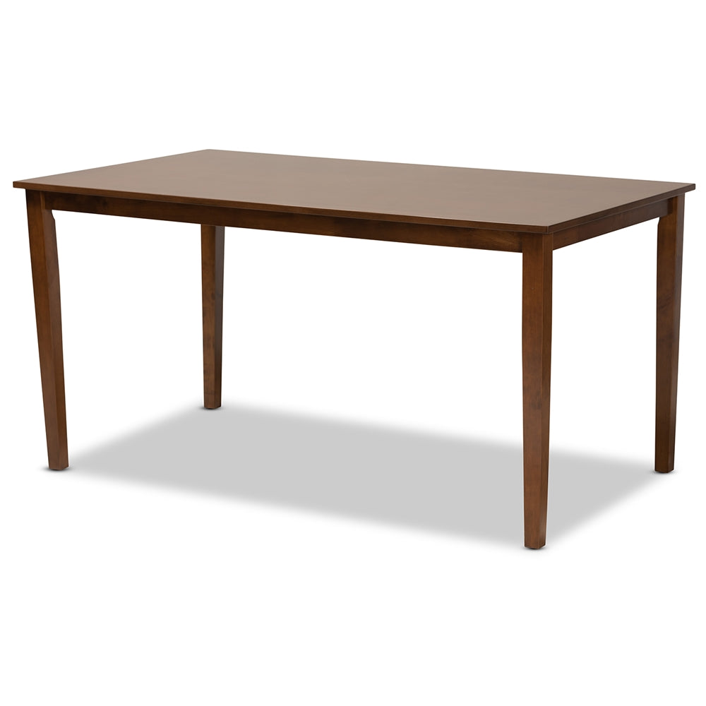 Gustavo Modern and Contemporary Grey Fabric Upholstered and Walnut Brown Finished Wood 6-Piece Dining Set