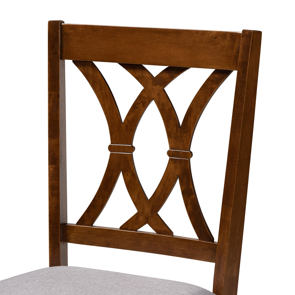 April Modern and Contemporary Grey Fabric Upholstered and Walnut Brown Finished Wood 5-Piece Dining Set