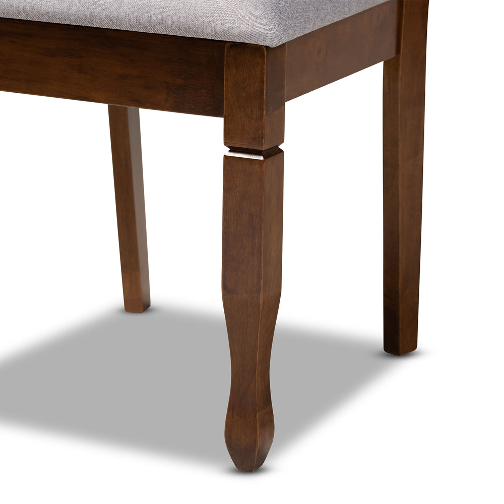 April Modern and Contemporary Grey Fabric Upholstered and Walnut Brown Finished Wood 5-Piece Dining Set