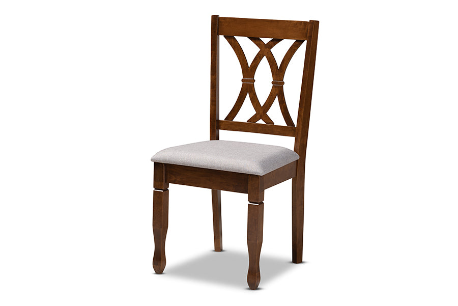 Augustine Modern and Contemporary Grey Fabric Upholstered and Walnut Brown Finished Wood 4-Piece Dining Chair Set Set