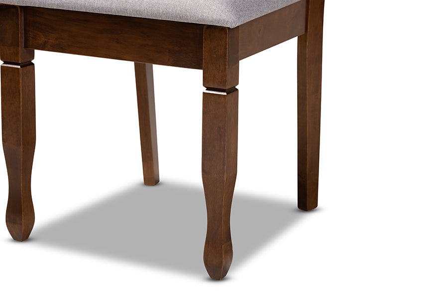 Augustine Modern and Contemporary Grey Fabric Upholstered and Walnut Brown Finished Wood 4-Piece Dining Chair Set Set