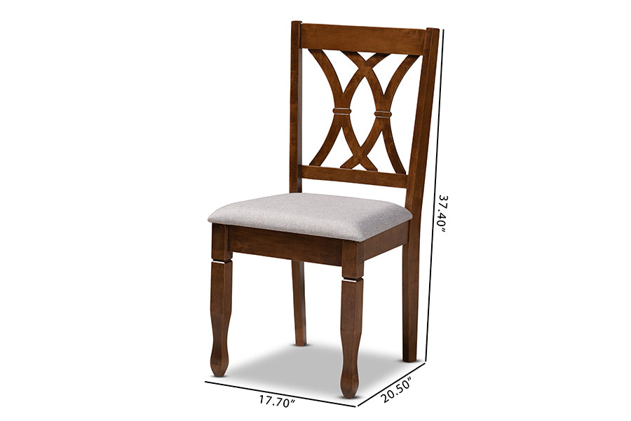 Augustine Modern and Contemporary Grey Fabric Upholstered and Walnut Brown Finished Wood 4-Piece Dining Chair Set Set