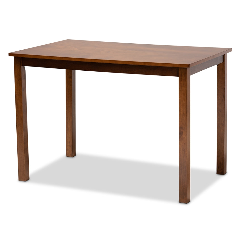 Sefa Modern and Contemporary Grey Fabric Upholstered and Walnut Brown Finished Wood 5-Piece Dining Set