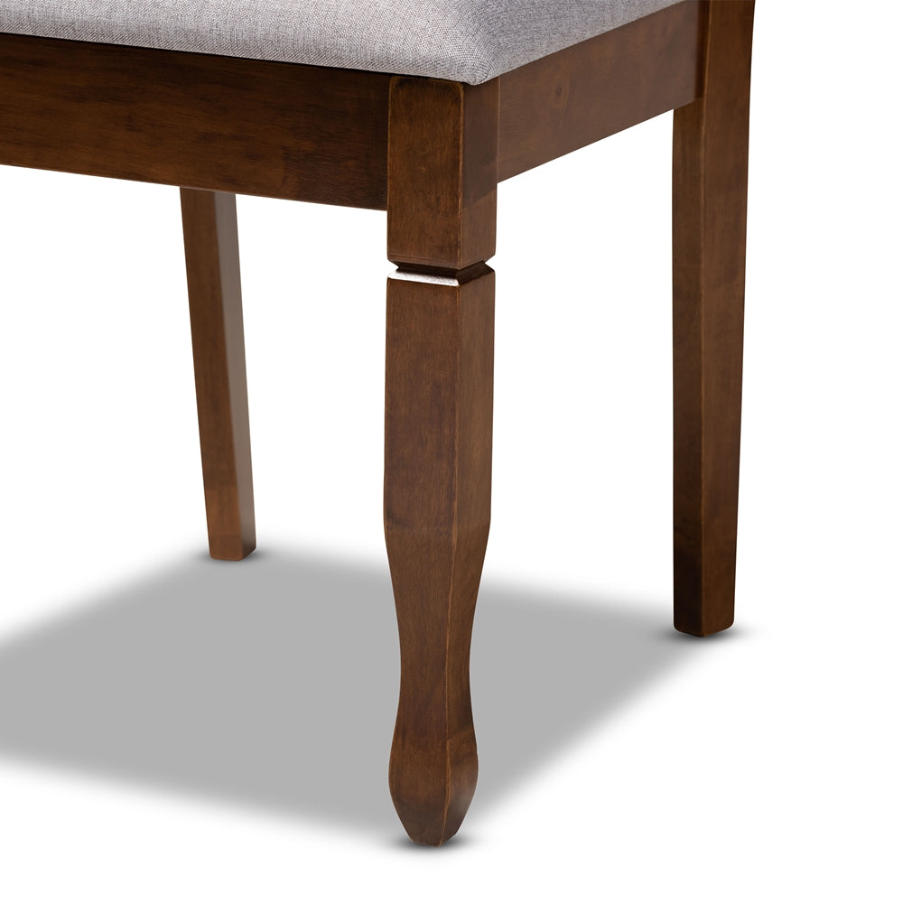 Sefa Modern and Contemporary Grey Fabric Upholstered and Walnut Brown Finished Wood 5-Piece Dining Set
