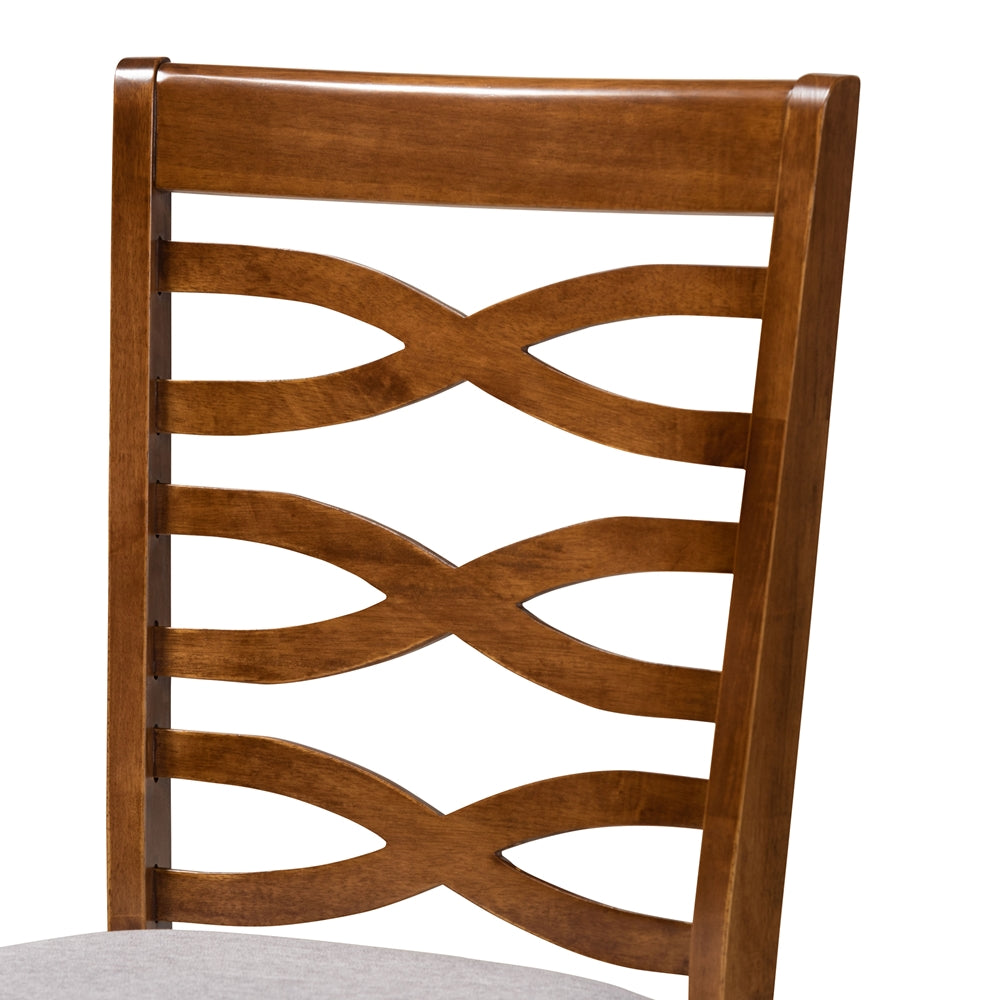 Ariane Modern and Contemporary Grey Fabric Upholstered and Walnut Brown Finished Wood 5-Piece Dining Set