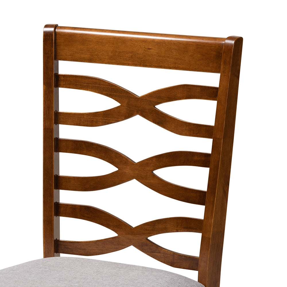 Aspen Modern and Contemporary Grey Fabric Upholstered and Walnut Brown Finished Wood 5-Piece Dining Set