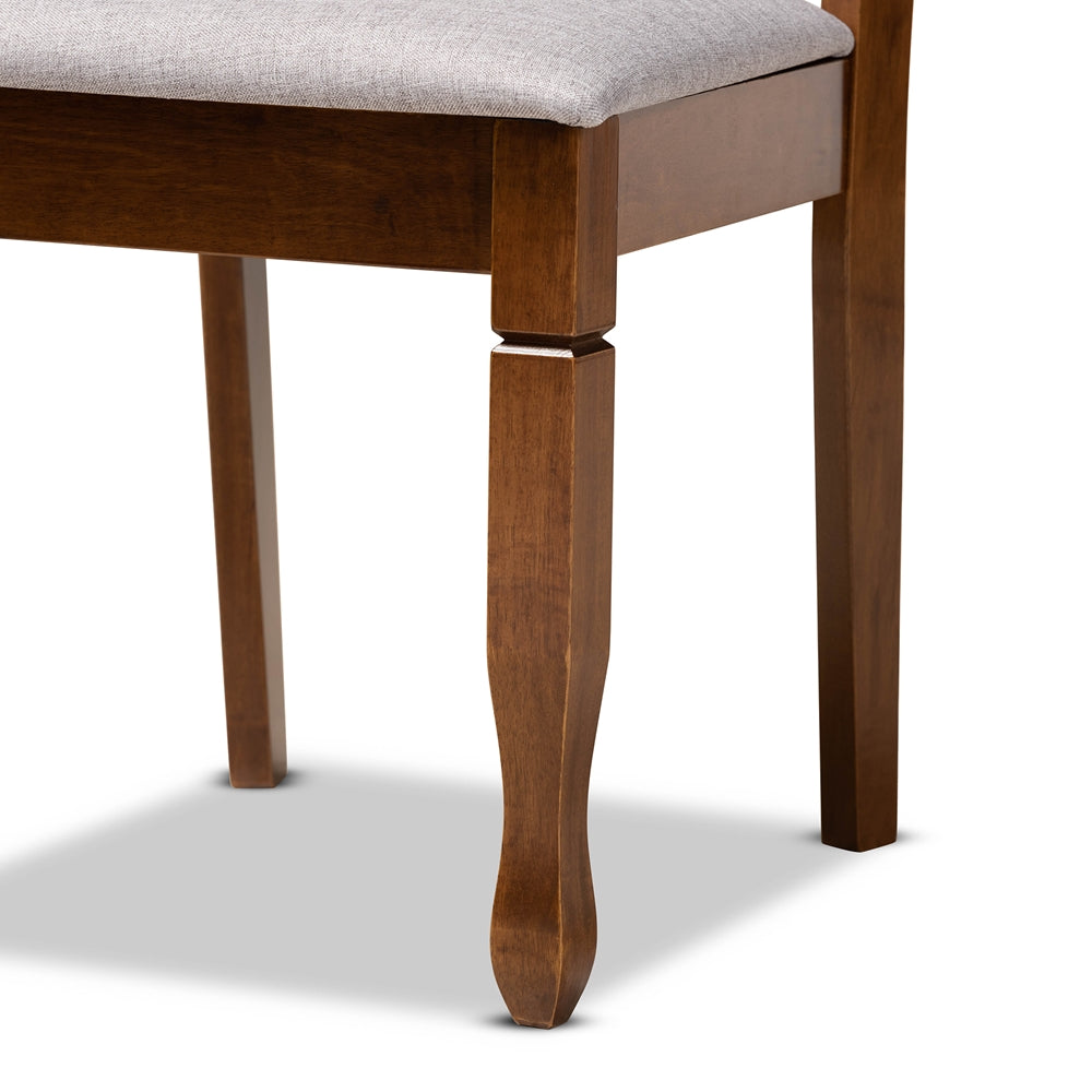 Aspen Modern and Contemporary Grey Fabric Upholstered and Walnut Brown Finished Wood 5-Piece Dining Set
