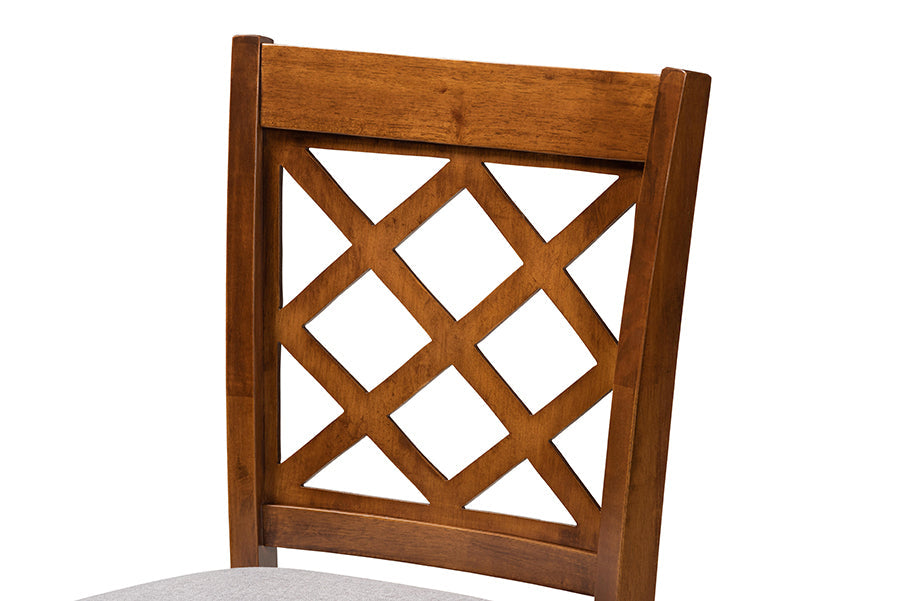 Alora Modern and Contemporary Grey Fabric Upholstered Walnut Brown Finished 5-Piece Wood Pub Set