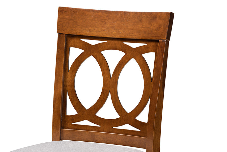 Verina Modern and Contemporary Grey Fabric Upholstered Walnut Brown Finished 5-Piece Wood Pub Set