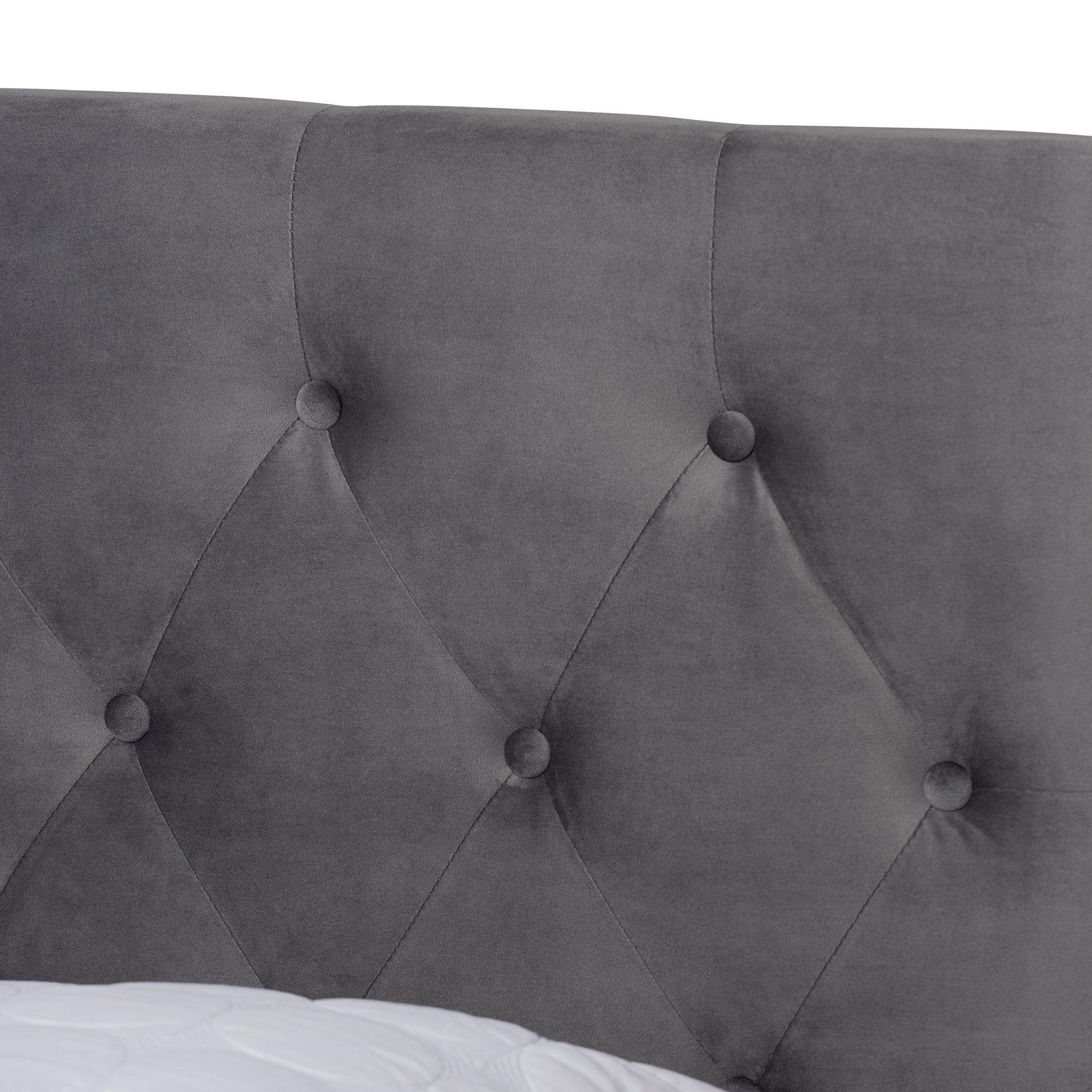 Caronia Grey Velvet Upholstered 2-Drawer Queen Size Platform Storage Bed