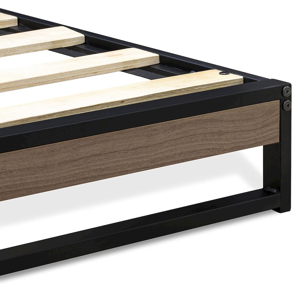 Rowan Wilson Queen Engineered Wood Platform Bed  Black & Weathered Wood Low Profile Frame