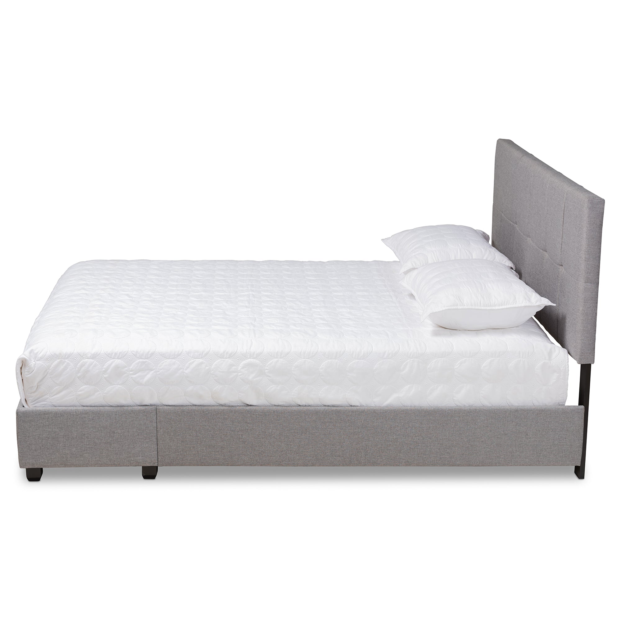 Netti Light Grey Fabric Upholstered 2-Drawer Queen Size Platform Storage Bed