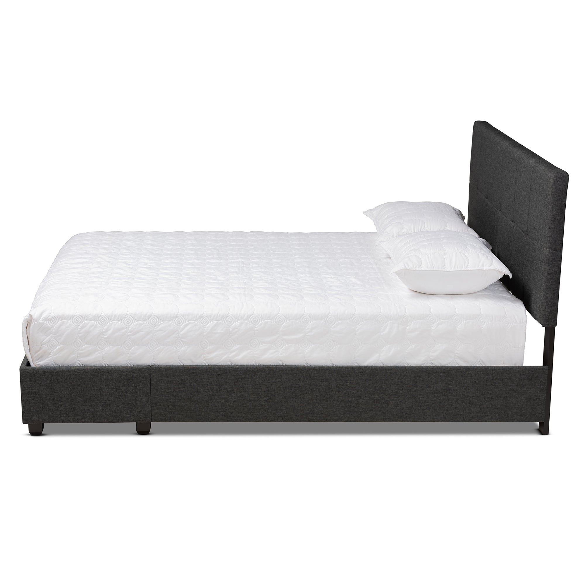 Netti Dark Grey Fabric Upholstered 2-Drawer Queen Size Platform Storage Bed