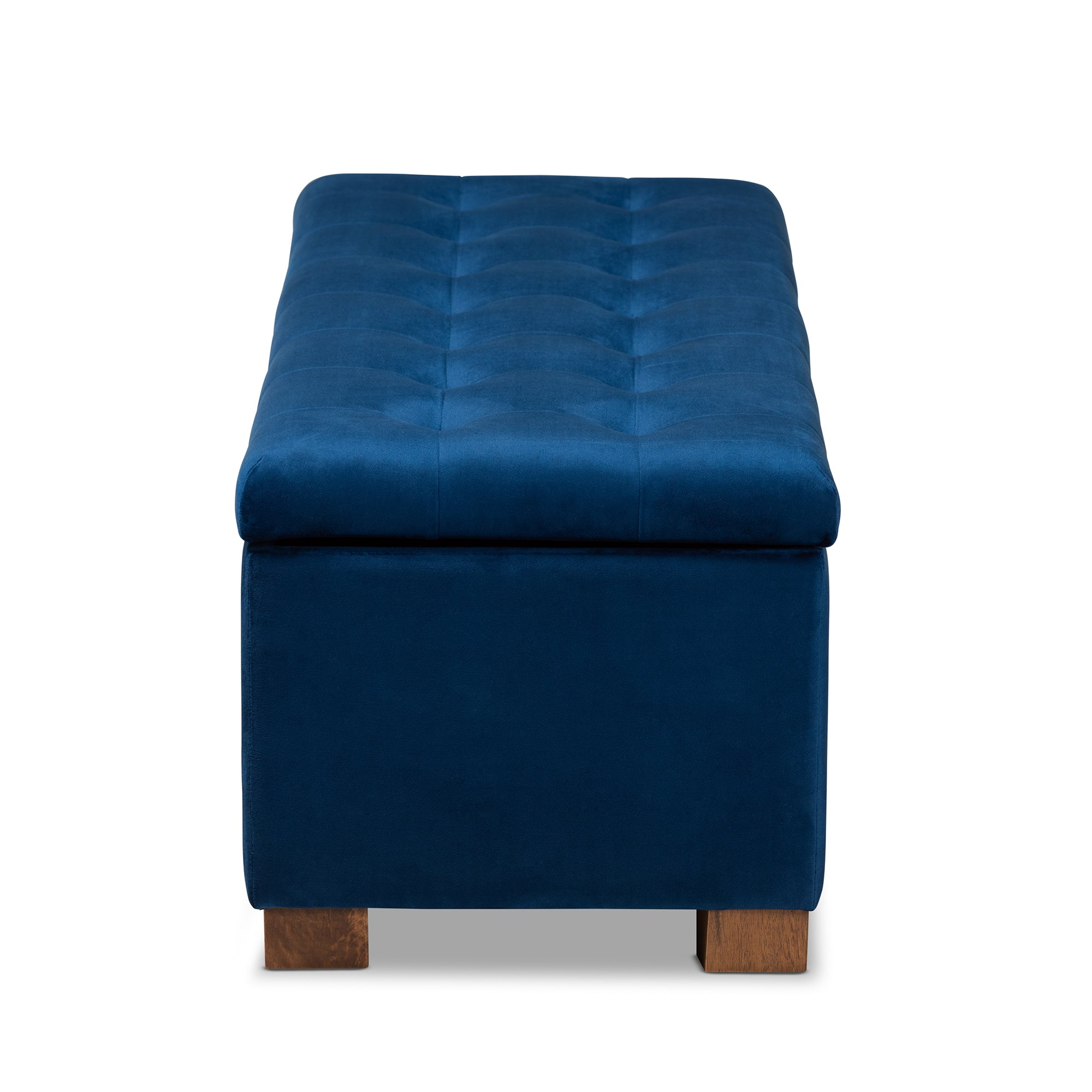 Roanoke Modern and Contemporary Navy Blue Velvet Fabric Upholstered Grid-Tufted Storage Ottoman Bench