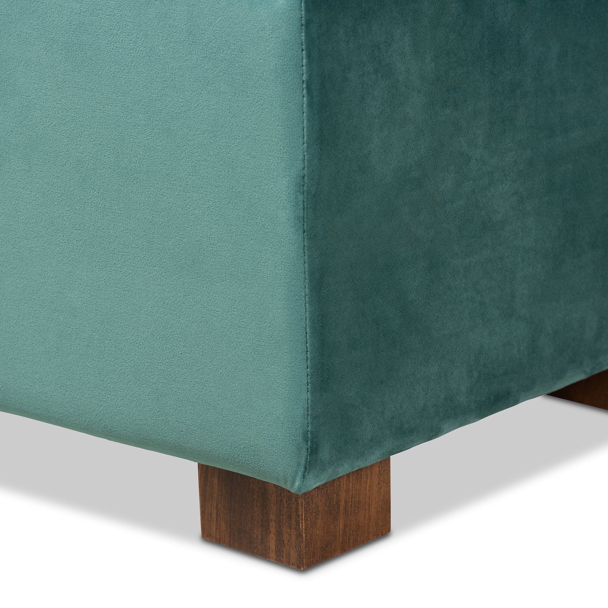 Roanoke Modern and Contemporary Teal Blue Velvet Fabric Upholstered Grid-Tufted Storage Ottoman Bench