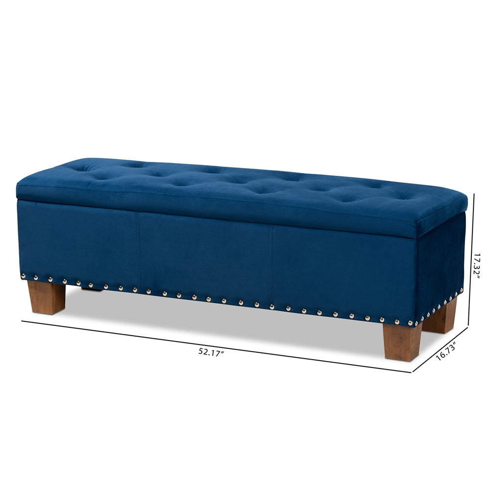 Hannah Modern and Contemporary Velvet Fabric Upholstered Button-Tufted Storage Ottoman Bench