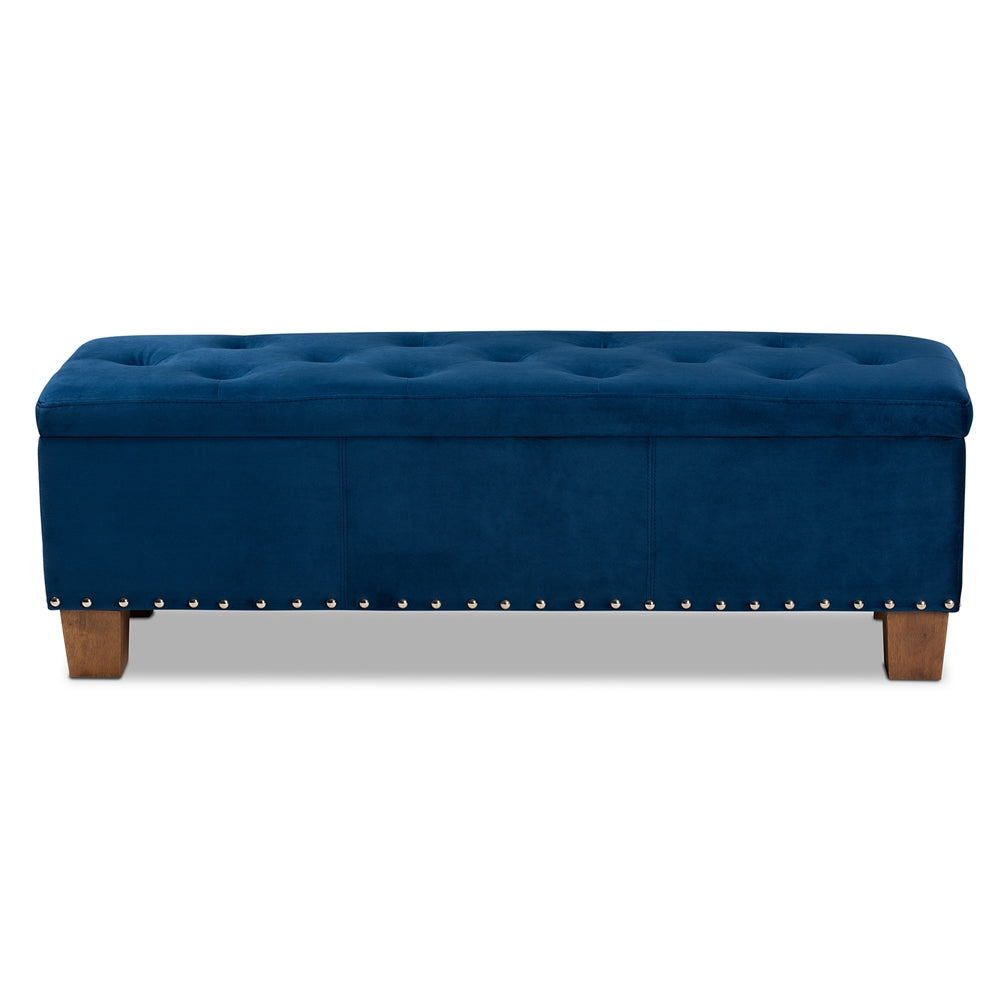 Hannah Modern and Contemporary Velvet Fabric Upholstered Button-Tufted Storage Ottoman Bench