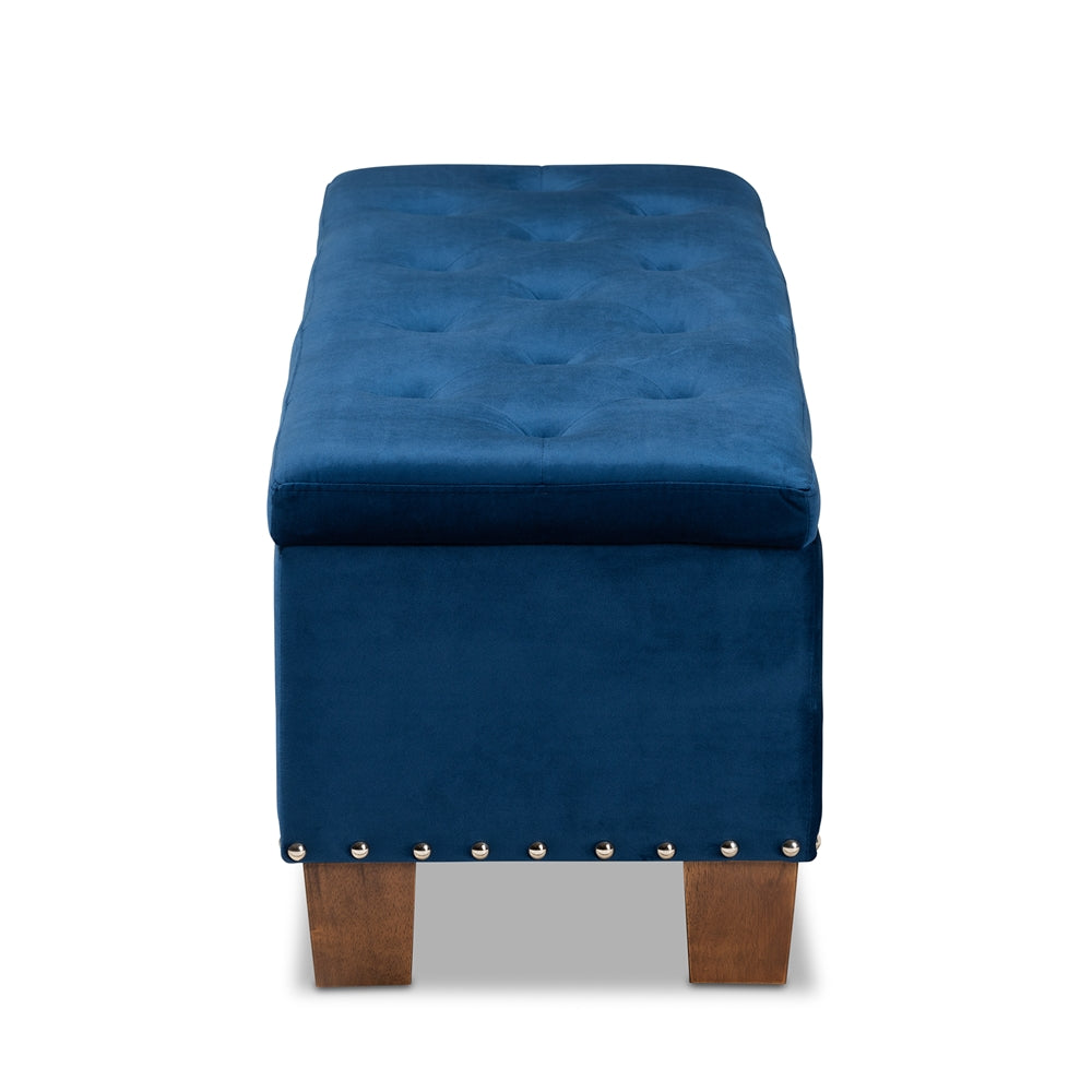 Hannah Modern and Contemporary Velvet Fabric Upholstered Button-Tufted Storage Ottoman Bench