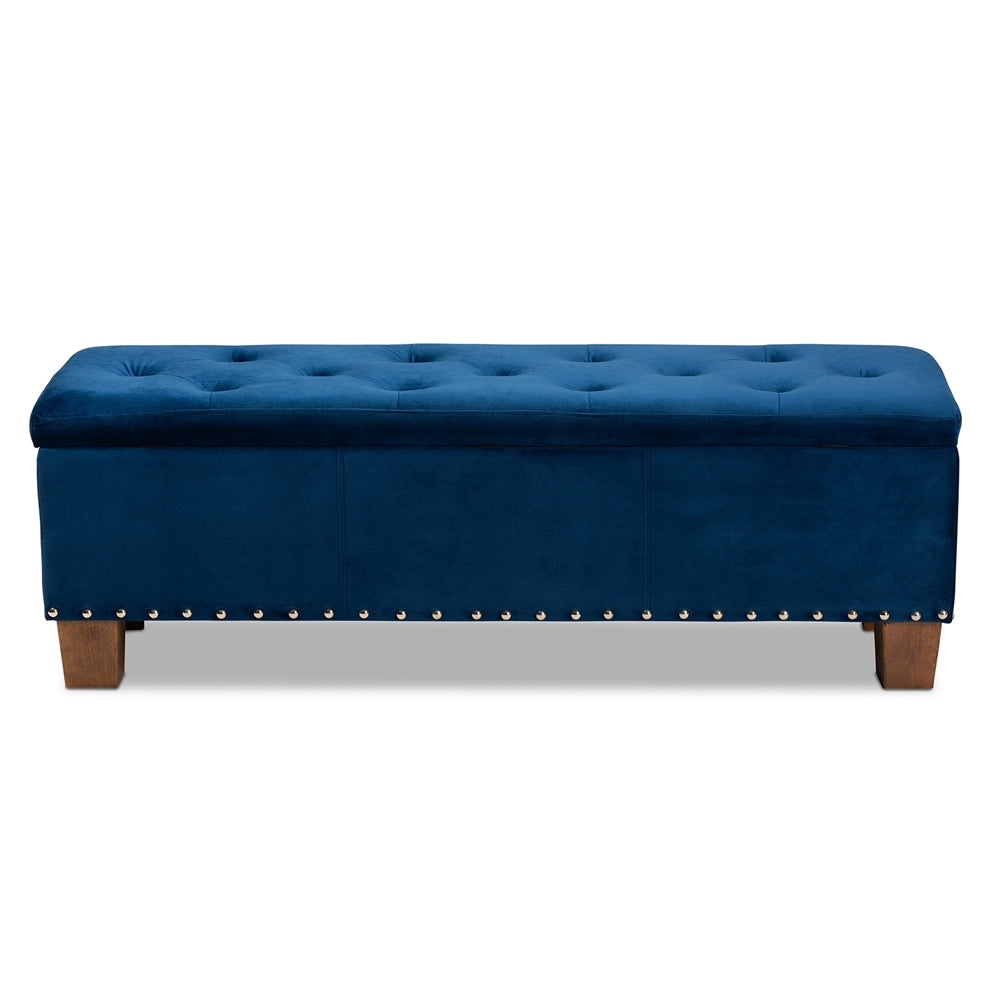 Hannah Modern and Contemporary Velvet Fabric Upholstered Button-Tufted Storage Ottoman Bench