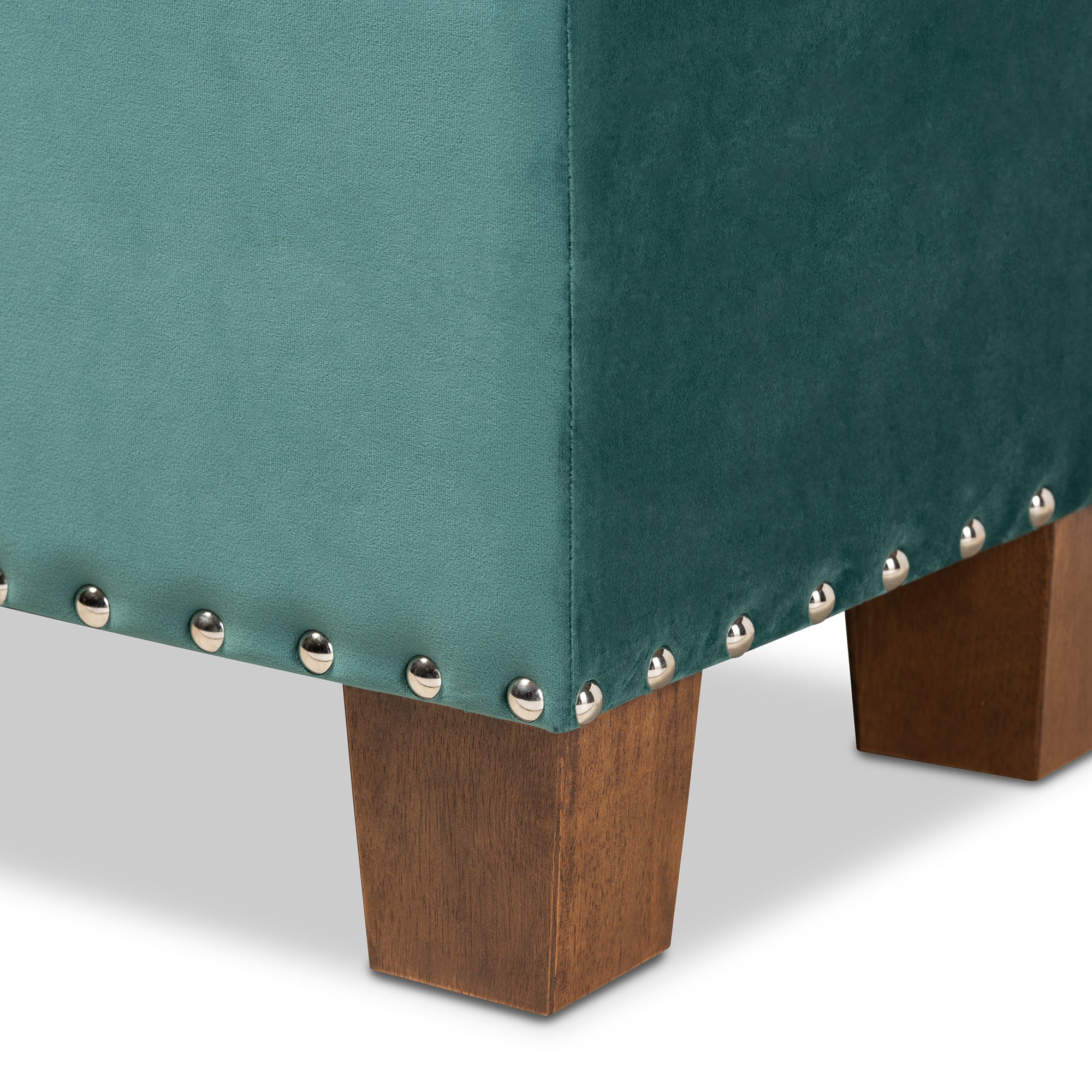 Hannah Modern and Contemporary Teal Blue Velvet Fabric Upholstered Button-Tufted Storage Ottoman Bench