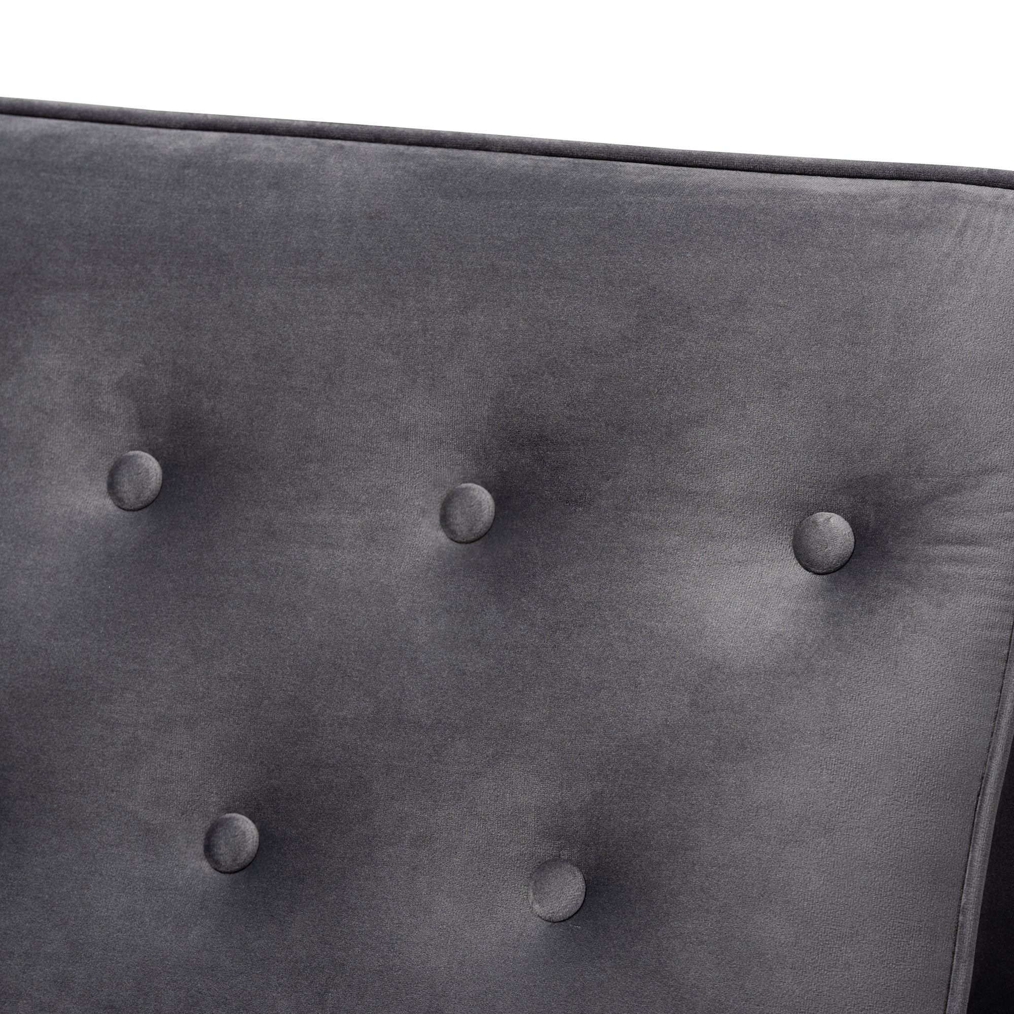 Sorrento Mid-century Modern Dark Grey Velvet Fabric Upholstered Walnut Finished Wooden Lounge Chair