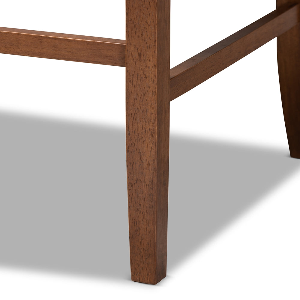 Alira Modern and Contemporary Beige Fabric Upholstered Walnut Finished Wood Button Tufted Bar Stool Bench