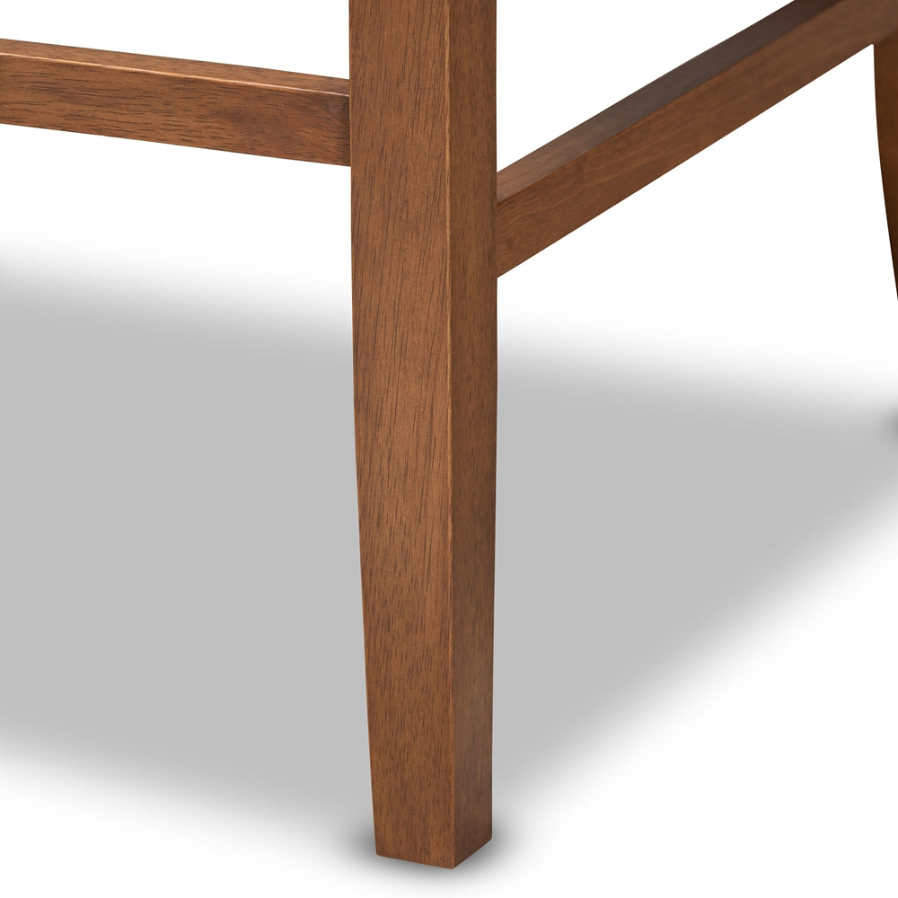 Alira Modern and Contemporary Grey Fabric Upholstered Walnut Finished Wood Button Tufted Bar Stool Bench