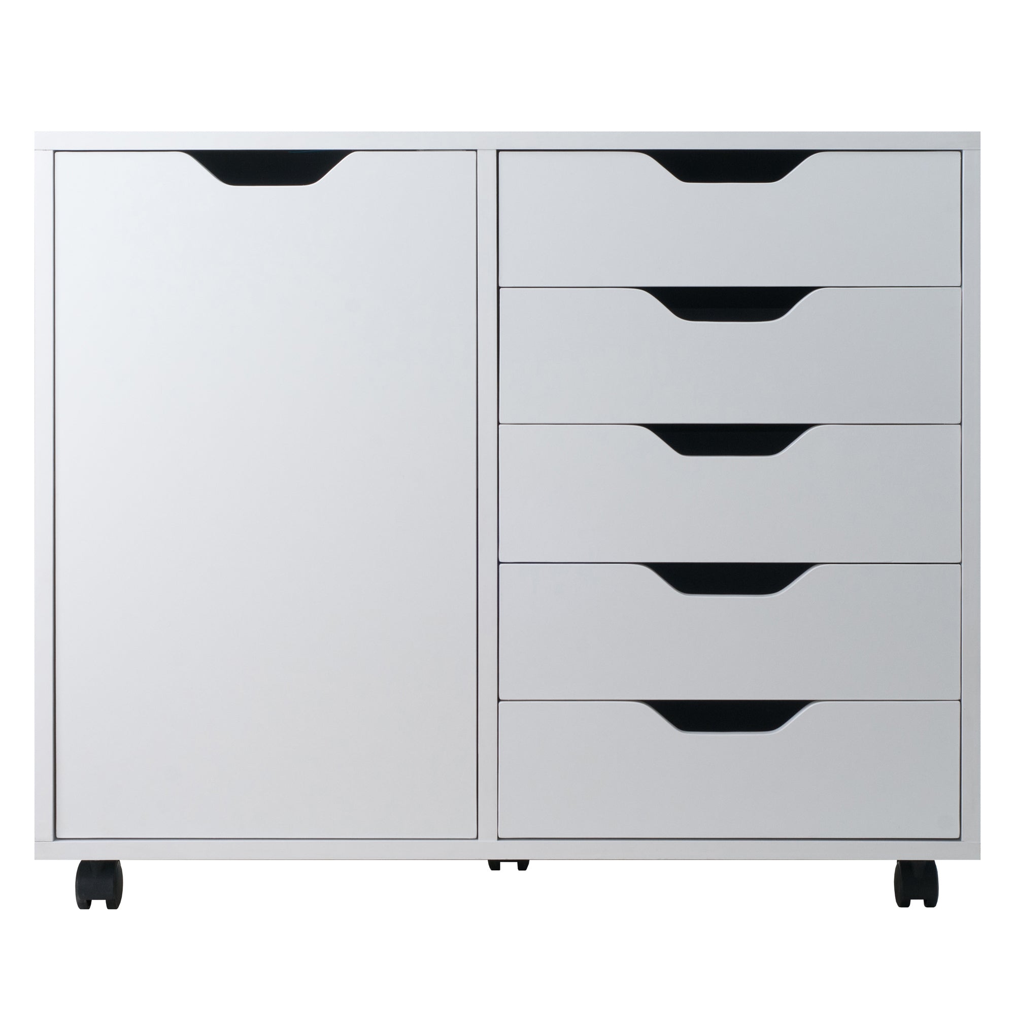 Halifax 5-Drawer, Side Storage Mobile Cabinet, White