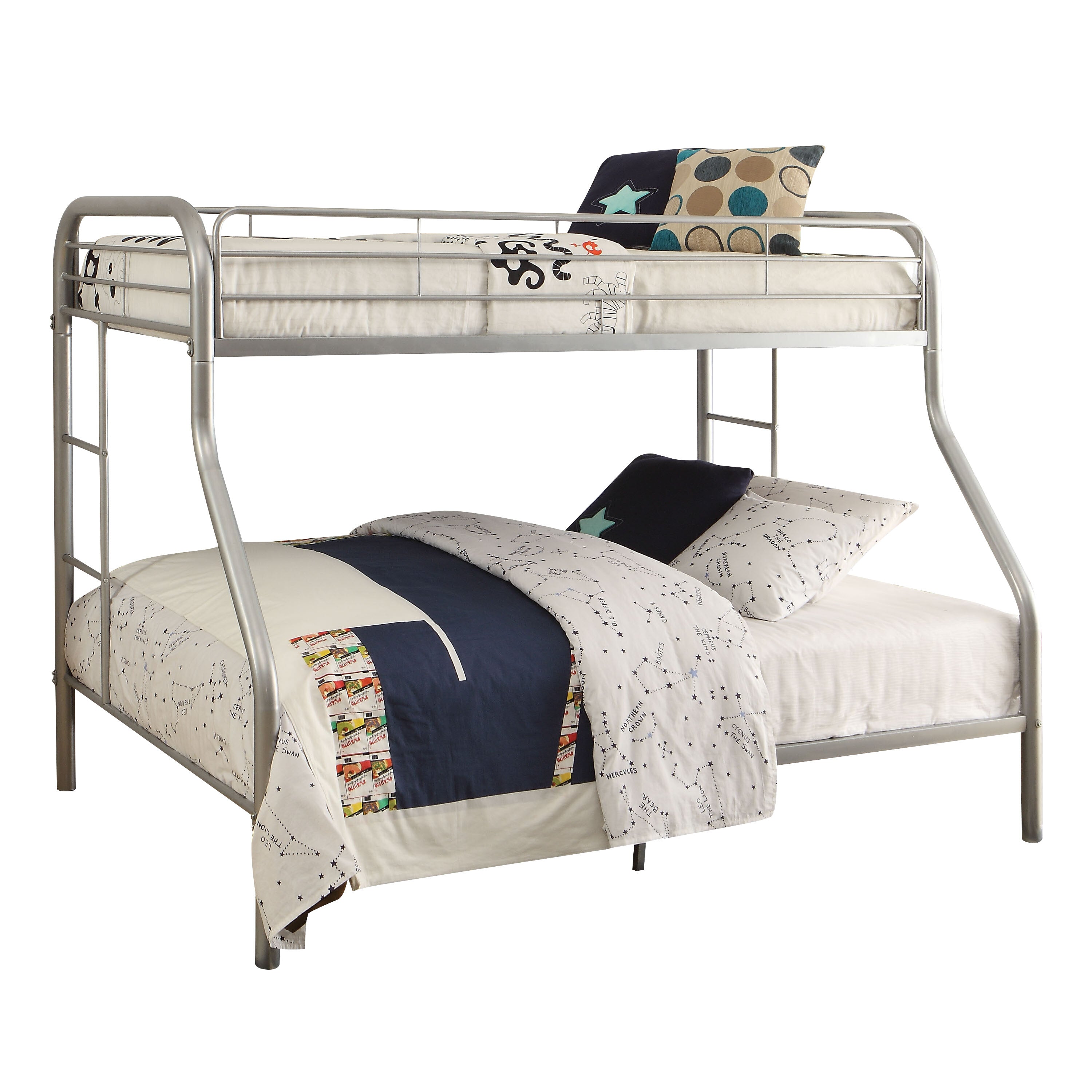 Elina Tritan Twin XL Over Queen Bunk Bed  Durable Metal Build, Space-Saving Urban Design