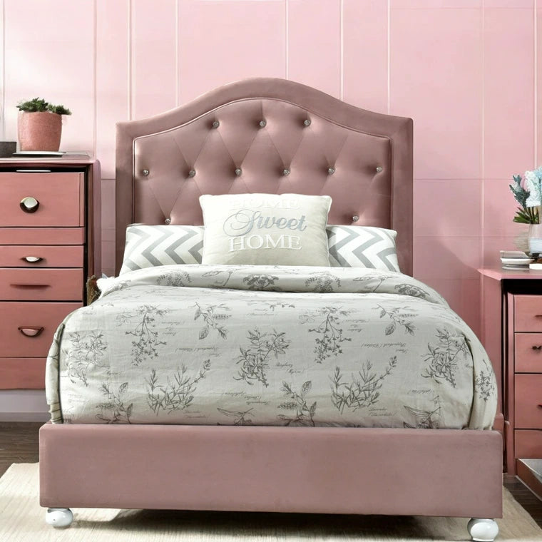 Reggie Twin Bed, Pink Fabric