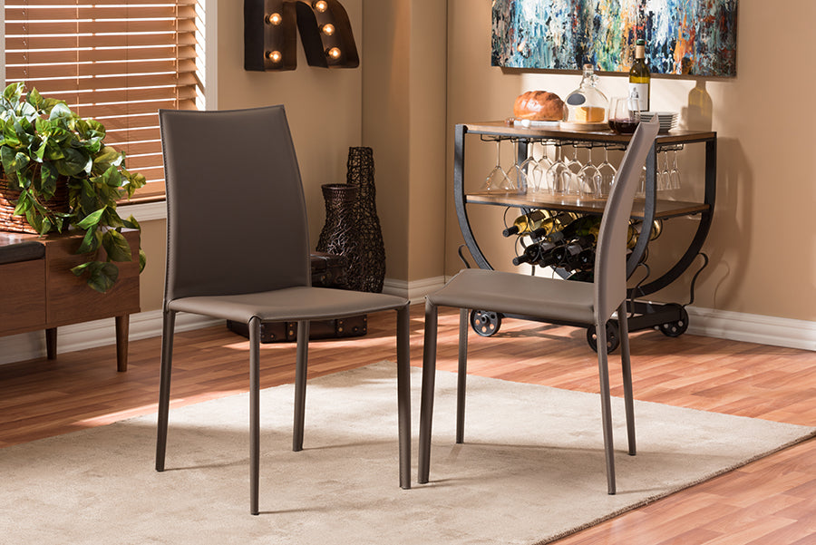 Rockford Modern and Contemporary Taupe Bonded Leather Upholstered Dining Chair (Set of 2)