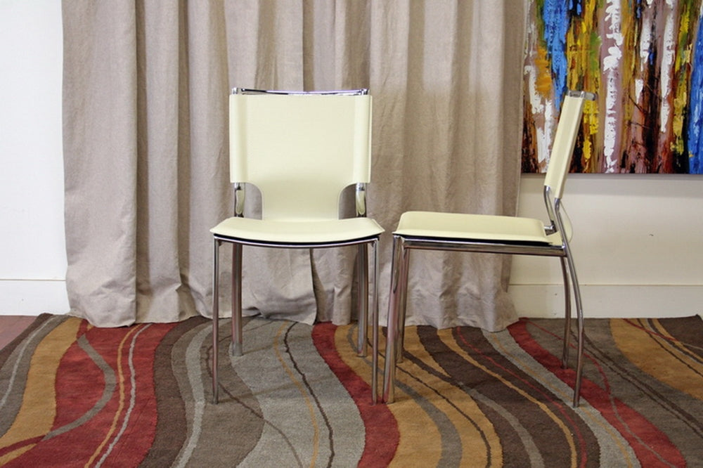Montclare Ivory Leather Modern Dining Chair (Set of 2)