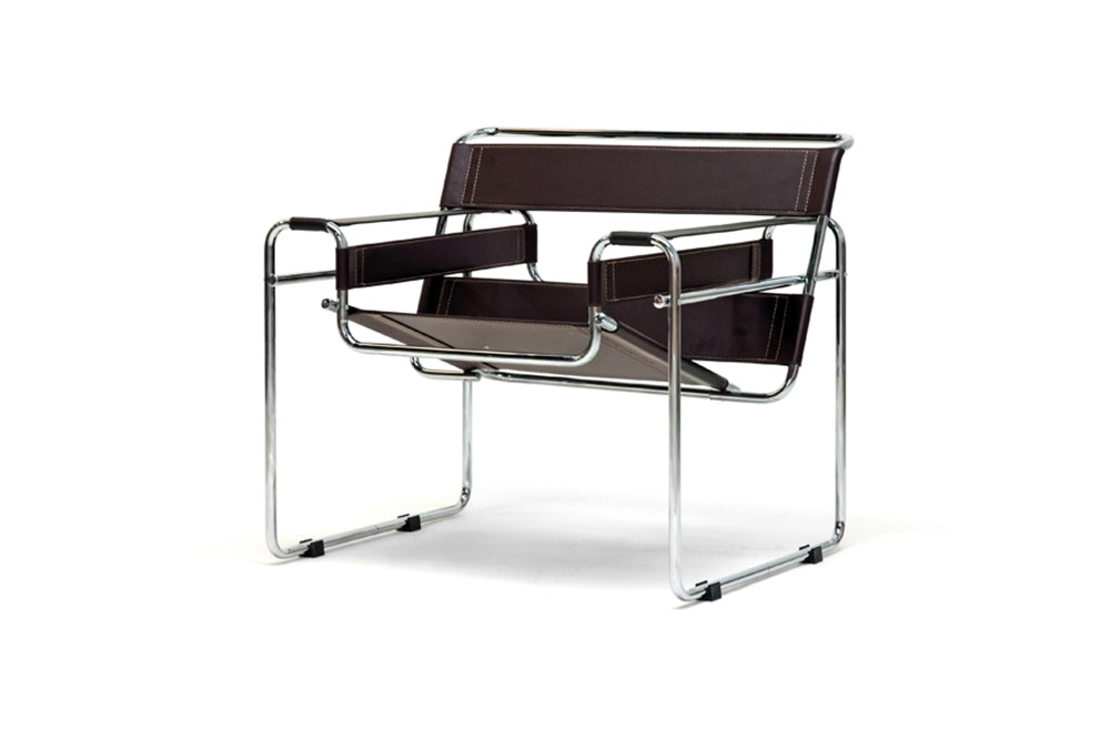 Jericho Brown Leather Mid-Century Modern Accent Chair