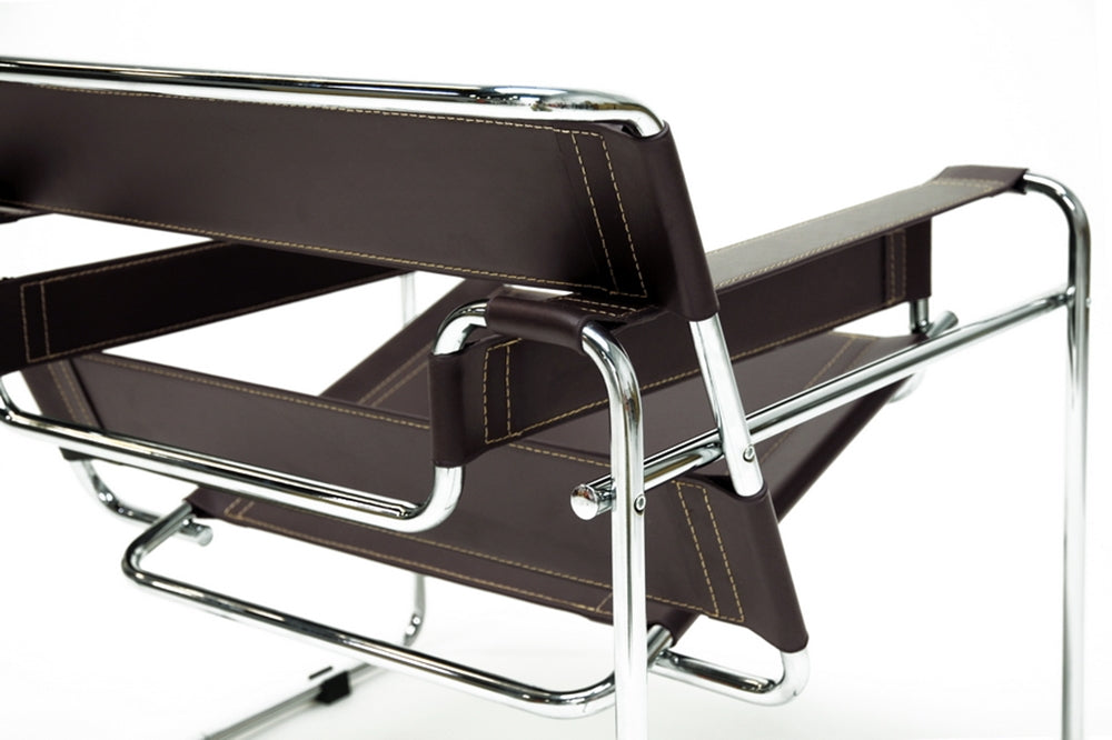 Jericho Brown Leather Mid-Century Modern Accent Chair