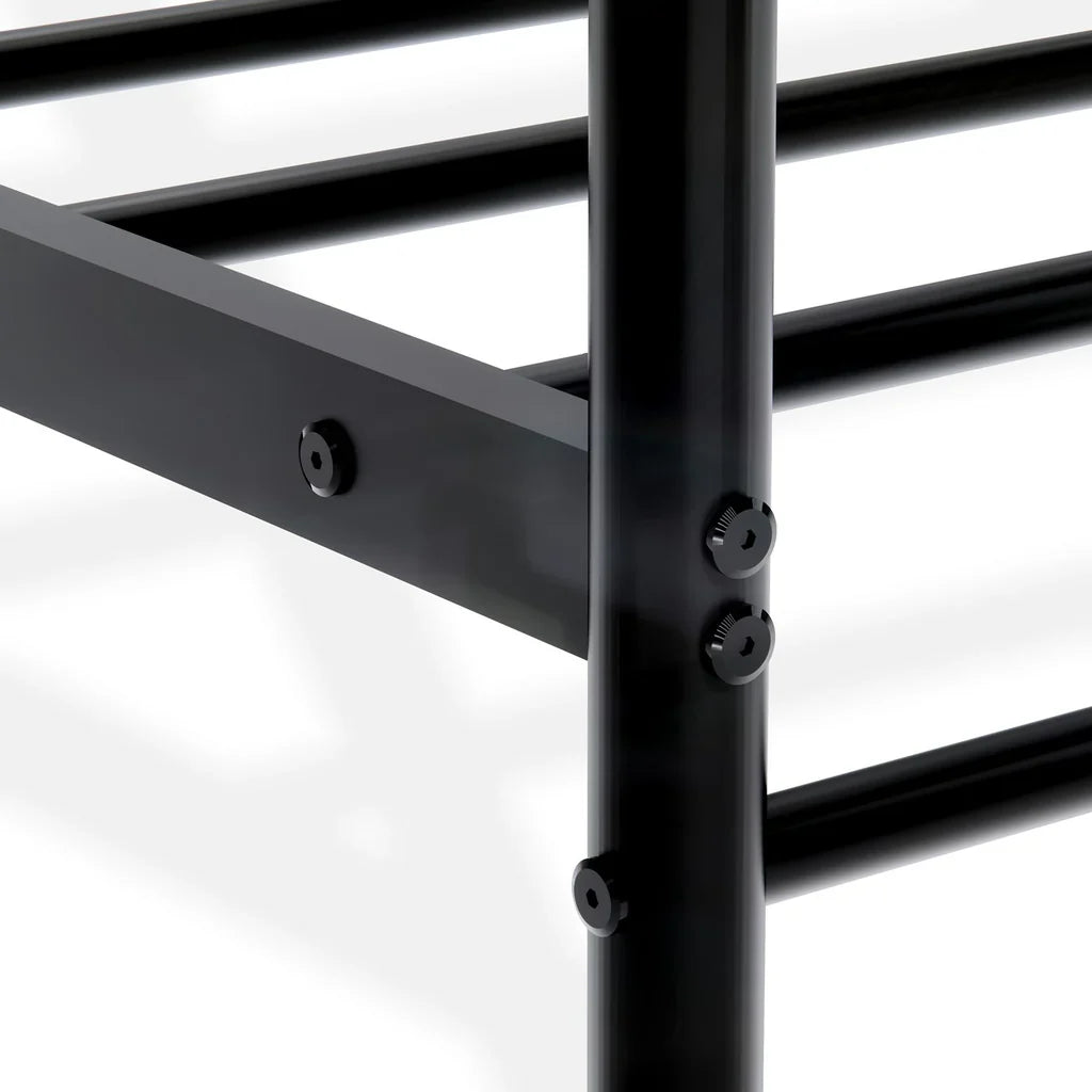 Elodia Nniston Queen Black Metal Canopy Bed – Modern De Design with Headboard & Footboard