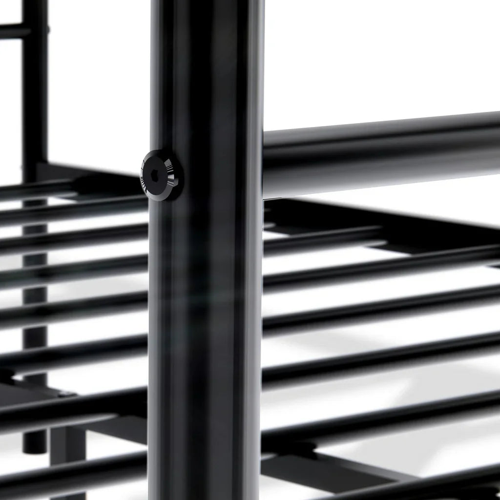 Elodia Nniston Queen Black Metal Canopy Bed – Modern De Design with Headboard & Footboard