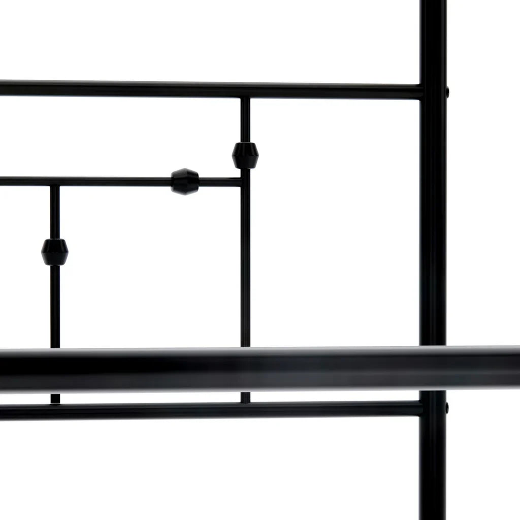 Elodia Nniston Queen Black Metal Canopy Bed – Modern De Design with Headboard & Footboard