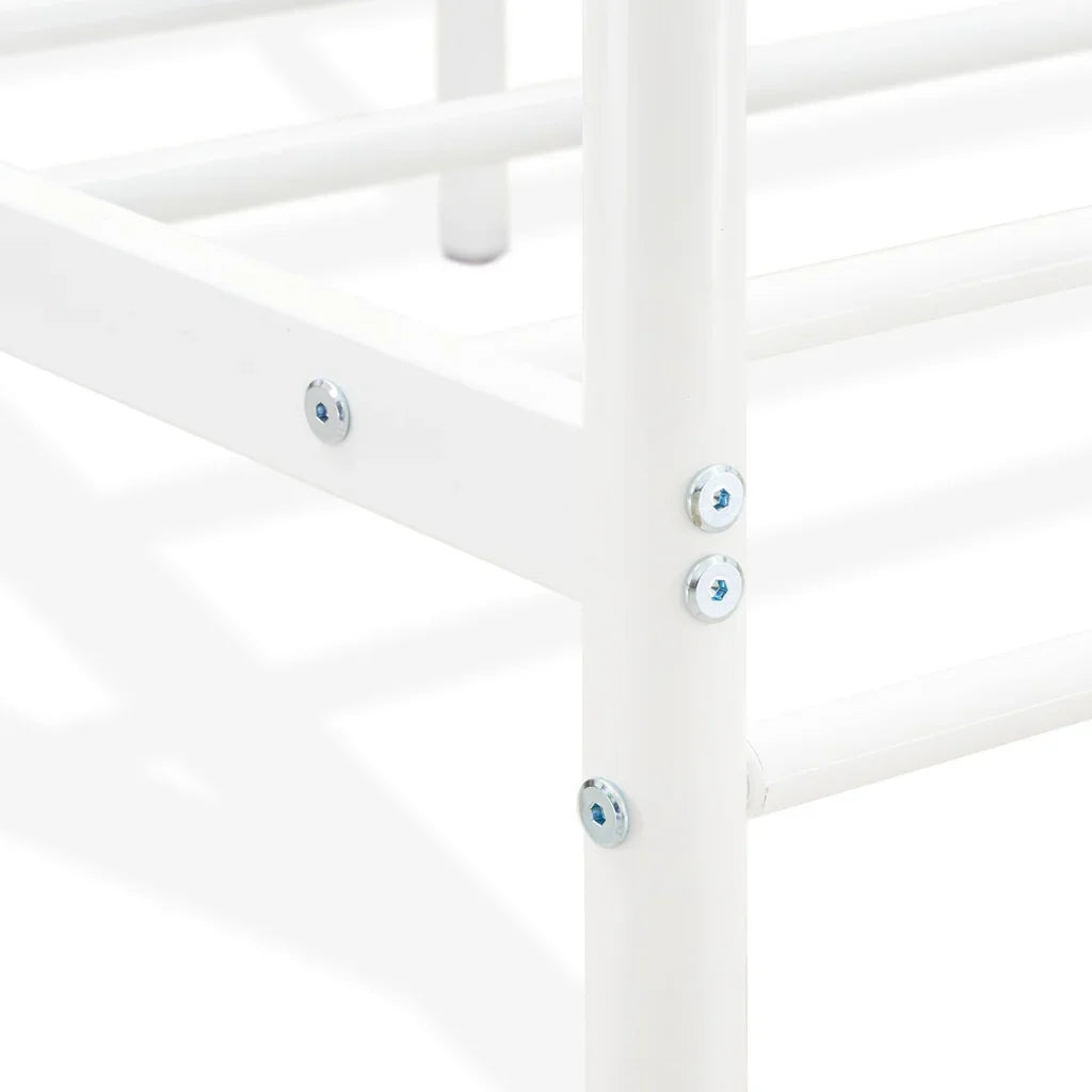 Canopy Anniston Queen White Metal Canopy Bed – Luxurious Style with Headboard & Footboard