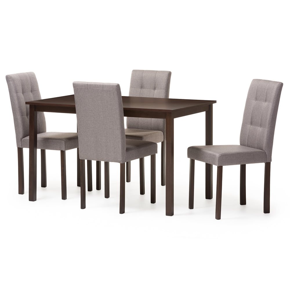 Andrew Modern and Contemporary 5-Piece Fabric Upholstered Dining Set with Grid Tufting